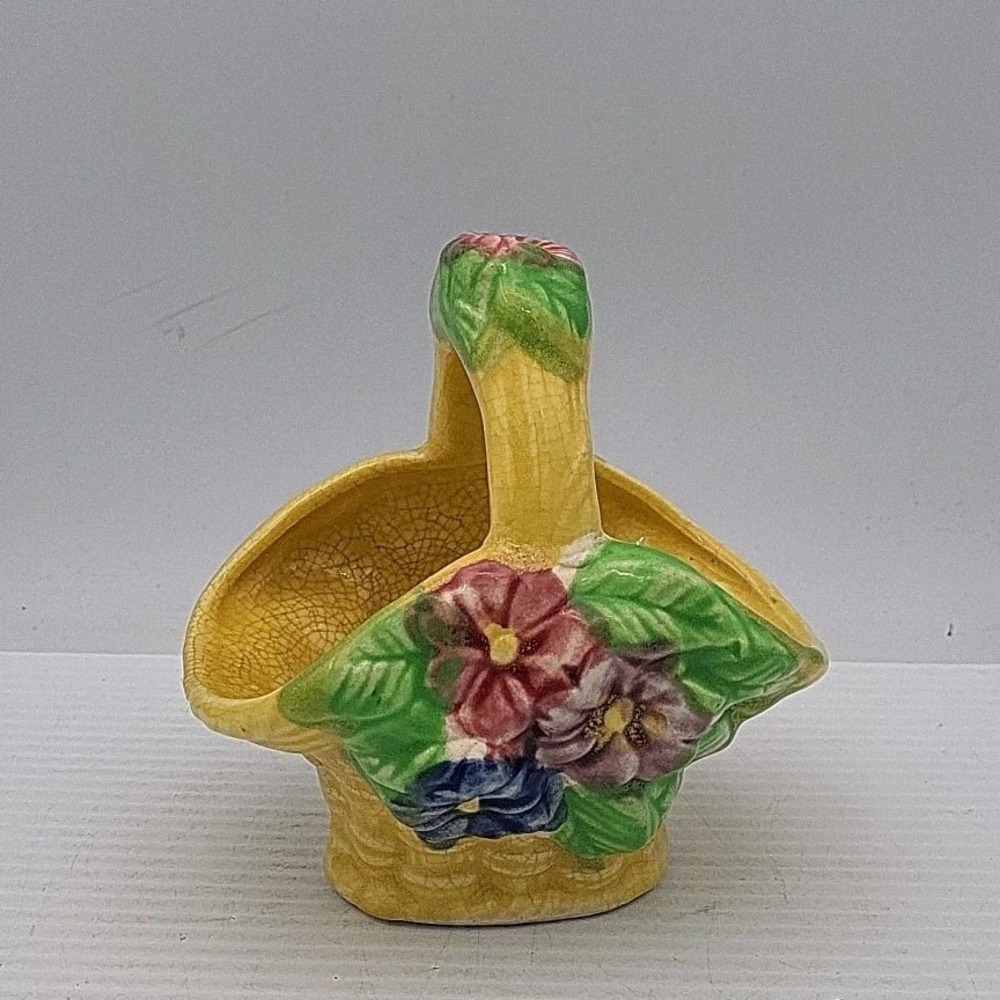Vintage Flower Made in Japan 5" Basket Ceramic